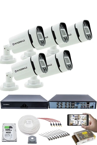 5 KAMERALI GÜVENLİK KAMERASI SETİ - GECE RENKLİ 5MP SONY SECULENS, 1080P FULL HD AHD, 4 WARM LED, COLORVU - PLASTİK KASA ürün görseli