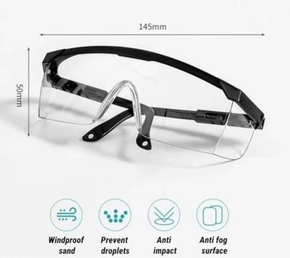 Şeffaf Koruyucu İş Gözlüğü Şeffaf Taşlama Ve Çapak Gözlüğü Koruyucu Laboratuvar Gözlüğü - 3