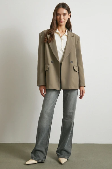 Beş Cepli Yüksek Bel Jean Füme - Resim 3