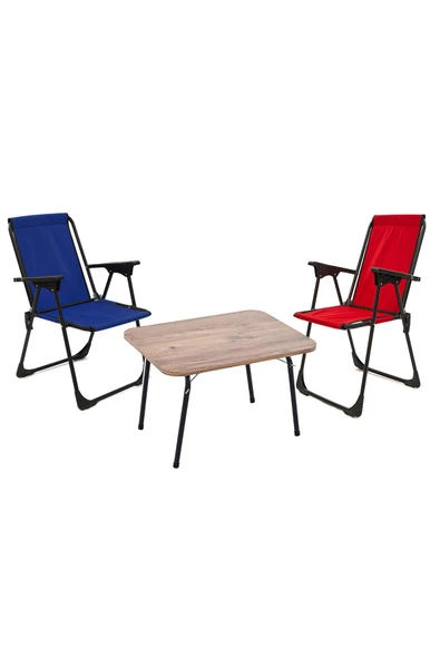 Exent 45x60 Katlanır Masa + 2 Adet Kamp Sandalyesi, Çift dikişli 120 kg kapasiteli-KIR-LAC-ATL ürün görseli