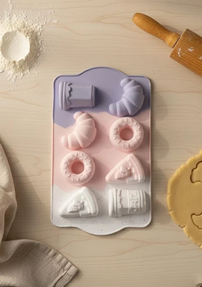 Silikon Kurabiye Kalıbı - 8li Kek Kalıbı