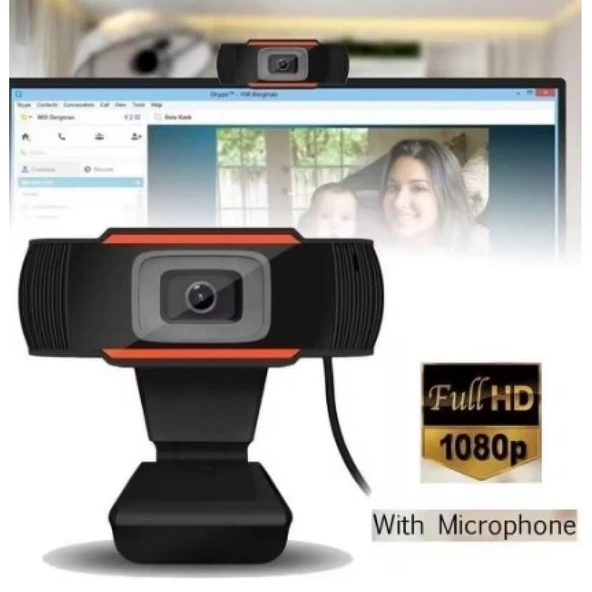 Webcam Orjınal 1080p Konferans Kamera Dahili Mikrofon Chat Görüntülü Sohbet Yayın Kamerası Hd Video