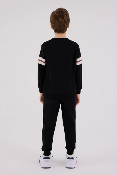 U.S. Polo Assn. Erkek Çocuk Kalın 3 İplik Kumaş Uzun Kollu Lastikli Eşofman Takım - 5