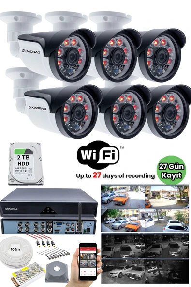 6 Kameralı Güvenlik Kamera Seti - 2TB H.D.D, Gece Görüşlü, Mobil İzleme, 10A SMPS - 1