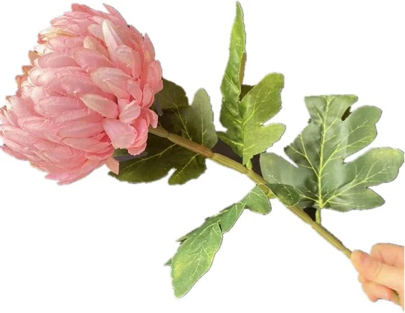 Yapay Çiçek Krizantem Pembe Açık 90cm Tek Dal Kumaş Çiçek Uzun Dal - Resim 4