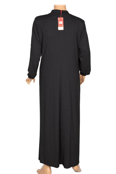 Hesna Kadın Zeren Battal Beden Baharlık Boydan Siyah Pardesü - Resim 5