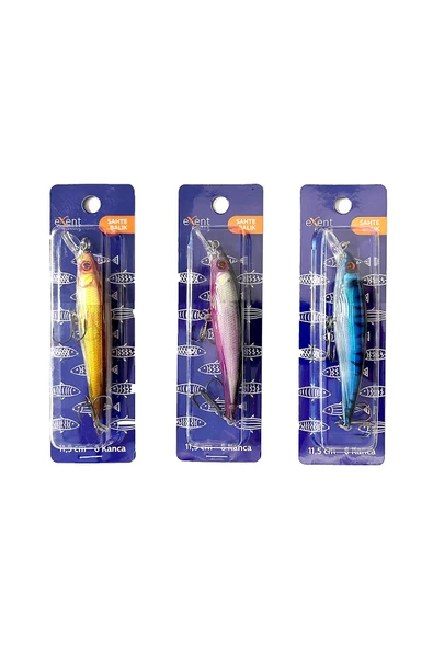 Exent 6 kancalı 11,5 cm -13 gr. Rapala-Sahte yem (3 adet) - Resim 2