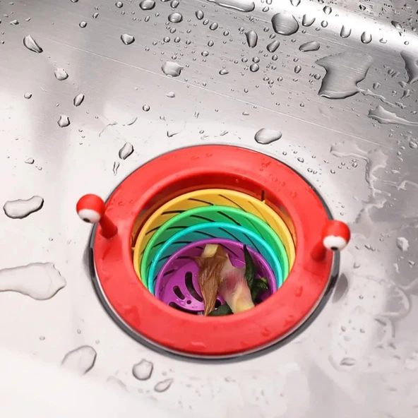 Lavabo Süzgeci Renkli 6 Kademeli Mutfak Gider Tıpası Lavabo Süzgeci - Resim 4