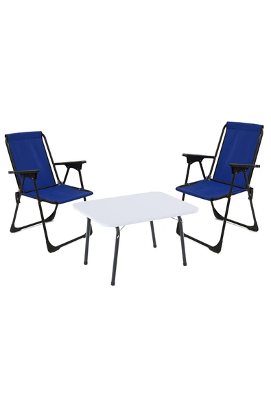 Exent 45x60 Katlanır Masa + 2 Adet Kamp Sandalyesi, Çift dikişli 120 kg kapasiteli-2LAC-BEY ürün görseli