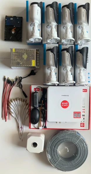 7'LI GÜVENLİK KAMERASI SETİ - 5MP Sony SecuLensli 1080p AHD, 8 Warm LED, Colorvu Gece Renkli Görüş, 1TB Disk,V1 - Resim 3