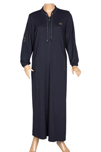 Hesna Kadın Zeren Battal Beden Baharlık Boydan Lacivert Pardesü - 2