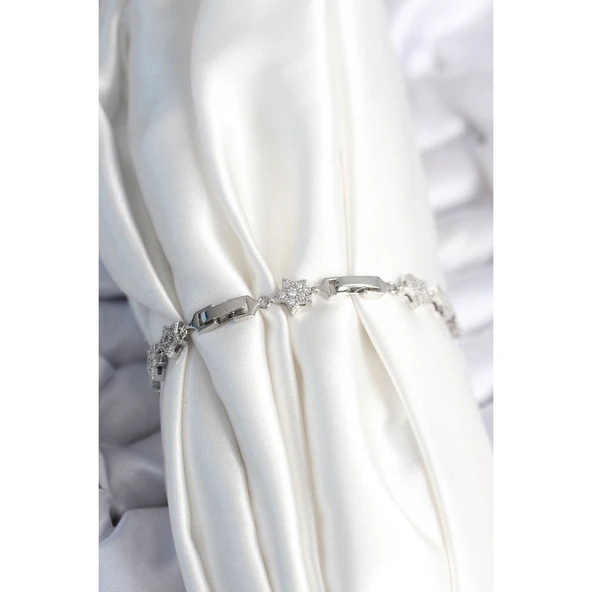 Pirinç Gümüş Renk Yıldız Model Kadın Bileklik Vice-5353 - 2