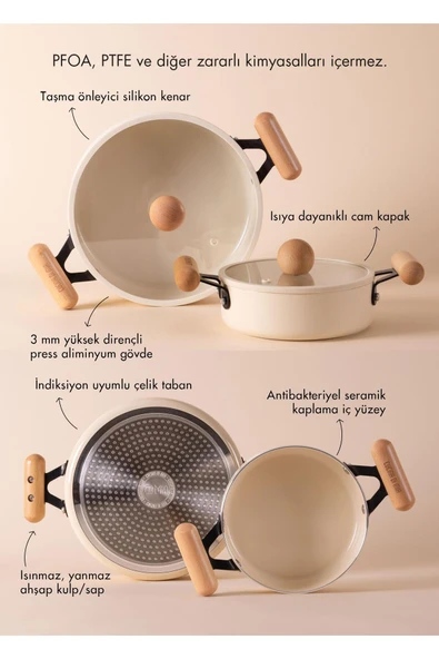 The mia cucina 5 parça tencere tava seti takımı çeyiz seti - Resim 3