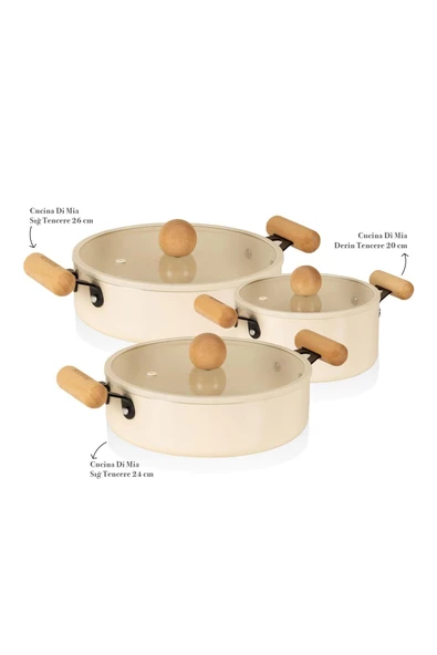 The mia cucina 6 parça tencere seti takımı indiksiyonlu ocaklara uyumlu - Resim 2