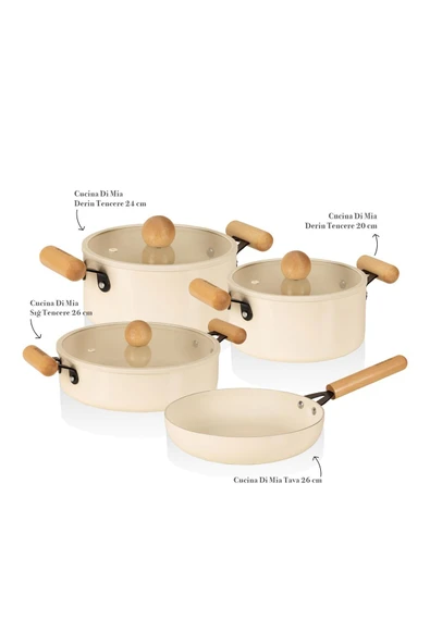The mia cucina 7 parça tencere tava seti - indüksiyonlu ocaklara uyumlu - Resim 2