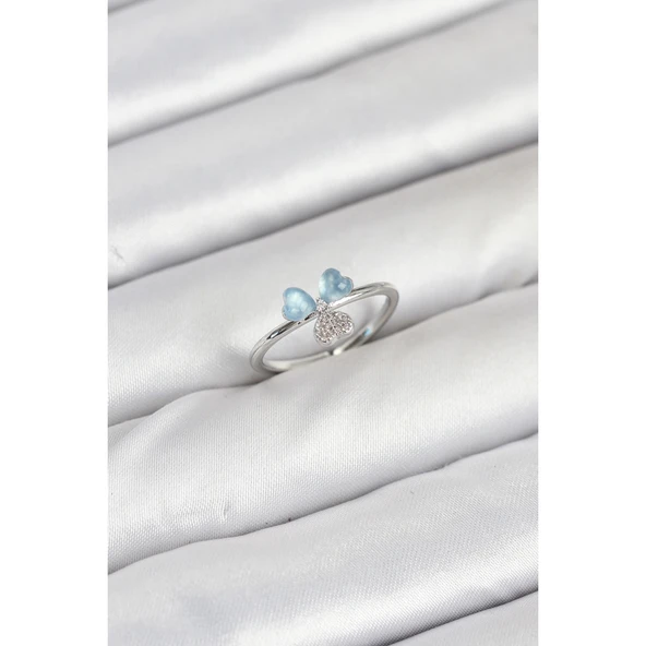 Pirinç Gümüş Renk Yonca Model Kadın Yüzük