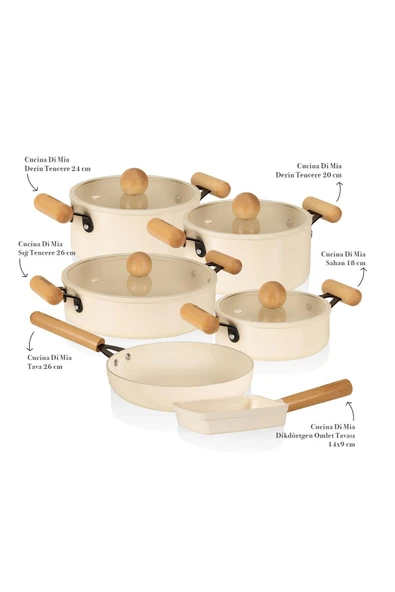 The mia cucina tava 10 parça tencere tava seti takımı çeyiz seti - Resim 2