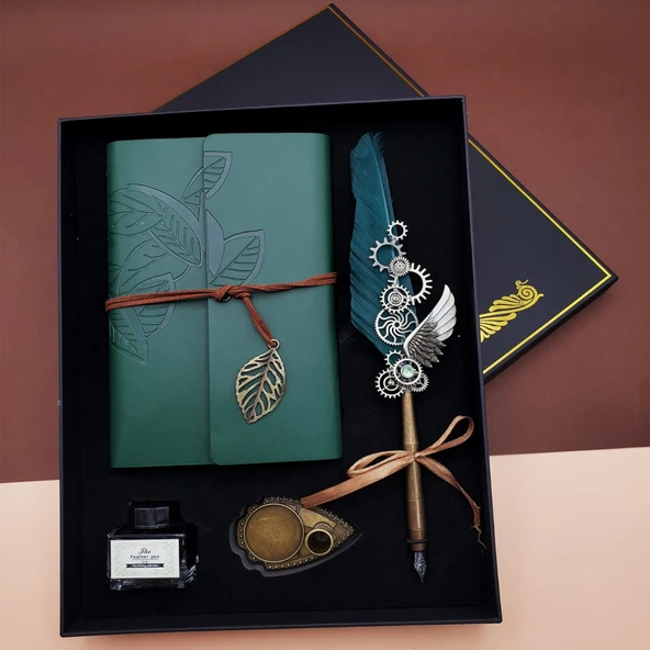 Mürekkepli Divit Kalem Ve Defter Set Yeşil ürün görseli