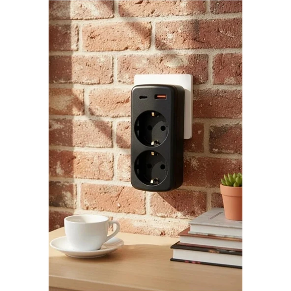 Çoklu Priz Yüksek Gerilim Korumalı 2’li Priz 1xusb 1xtype-c Çıkışlı Grup Priz Çoğaltıcı - 3
