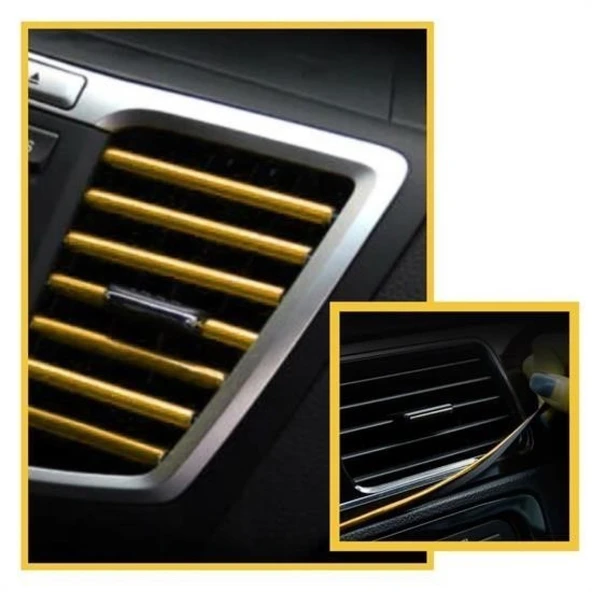 BUFFER® Gold Araba Oto Trim Dekorasyon Şeridi Kauçuk Elastik Kolay Kurulum 5 metre Şerit Bant - 3