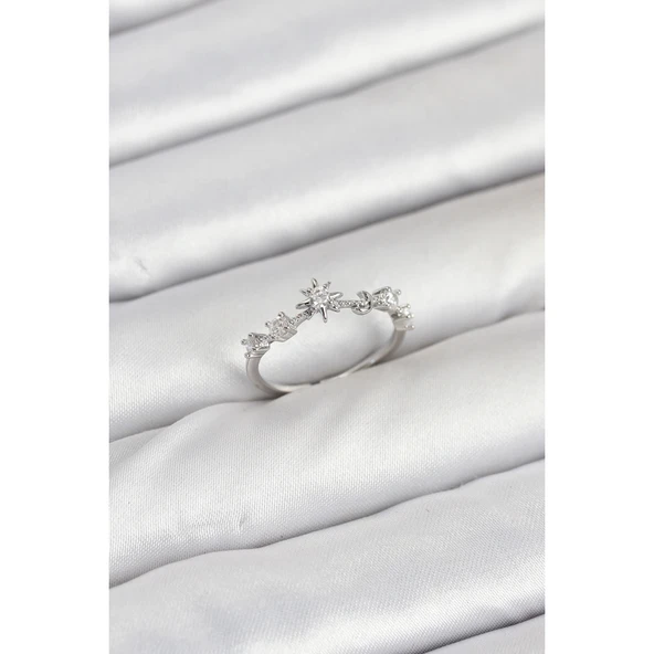 Pirinç Gümüş Renk Manifest Kadın Yüzük