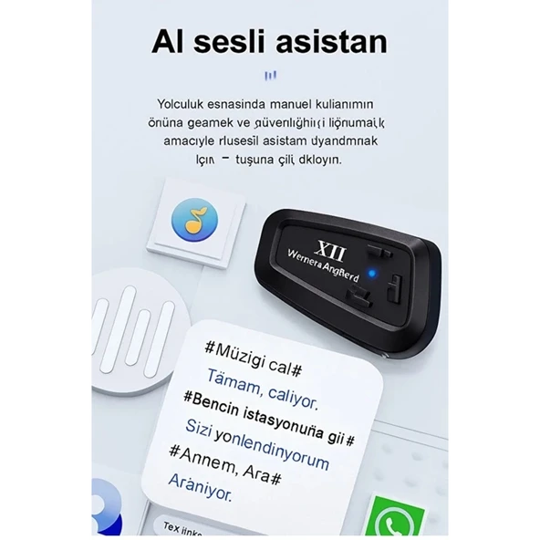 Y11 Bluetooth Kulaklık Mikrofonlu Motosiklet Kulaklığı İntercom Bt 5.3 - 4