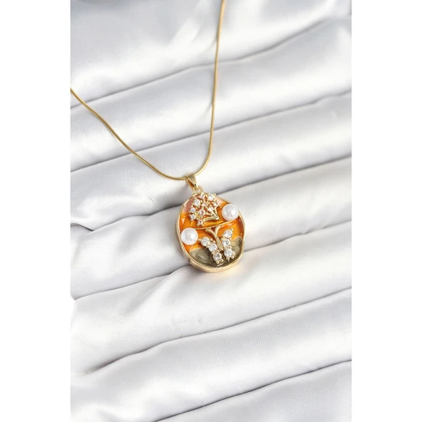 316L Çelik Zincir Kelebek Model Sanatsal Portre Kadın Kolye Vice-5353