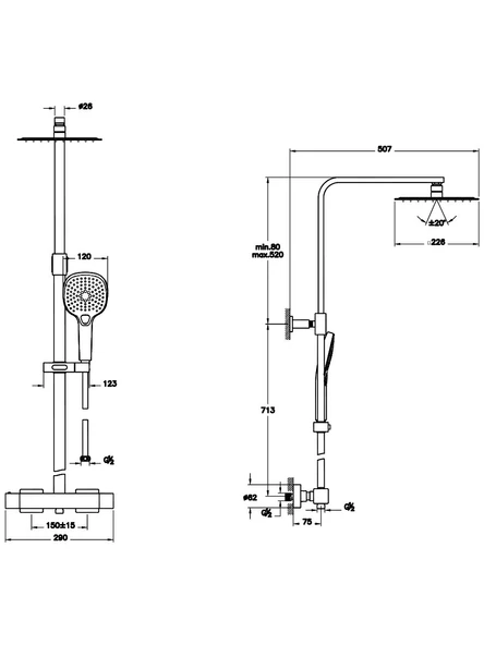 Artema Aquaheat A4720236 Bliss S 230 Duş Sitemi, Mat Siyah - 2
