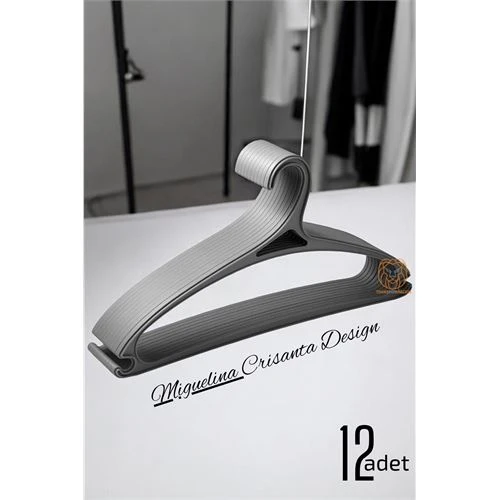 Tasarım Askı Seti 12 ADET Elbise Askısı M.Crisanta GRİ ürün görseli 1