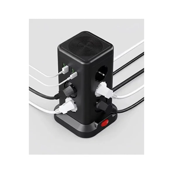 Wp711 Akım Korumalı Priz Kablosuz Şarj İstasyonu 11x Soket 3x Usb 1xtype-c Kablolu Grup Priz - 3