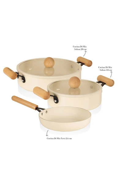 The mia cucina 5 parça tencere tava seti takımı çeyiz seti - Resim 8