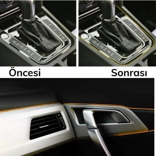 BUFFER® Gold Araba Oto Trim Dekorasyon Şeridi Kauçuk Elastik Kolay Kurulum 5 metre Şerit Bant - 6