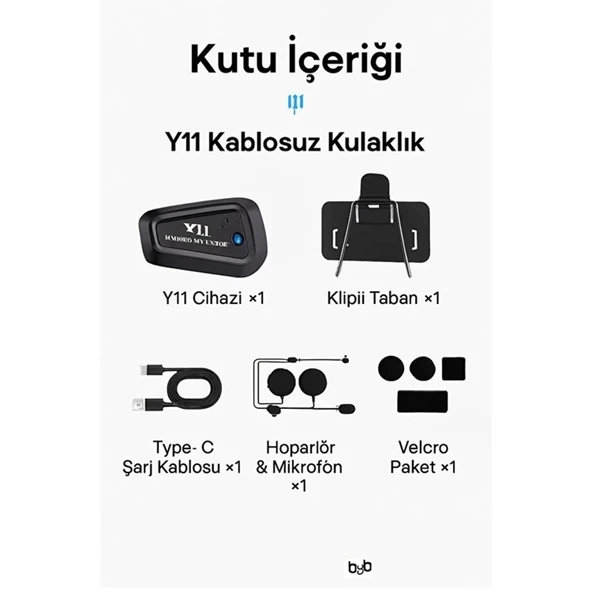 Y11 Bluetooth Kulaklık Mikrofonlu Motosiklet Kulaklığı İntercom Bt 5.3 - 5