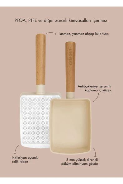 The mia cucina tava 14x9 cm seramik kaplama sos tavası indüksiyonlu ocaklara uyumlu - Resim 2