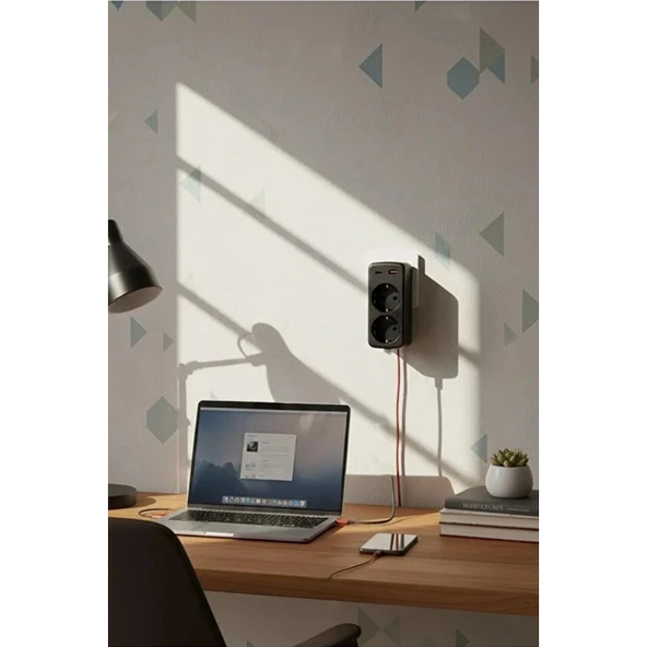 Çoklu Priz Yüksek Gerilim Korumalı 2’li Priz 1xusb 1xtype-c Çıkışlı Grup Priz Çoğaltıcı - 4