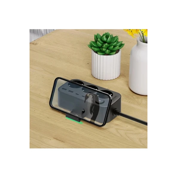 Akım Korumalı Priz 2 Usb + 2 Type-c Girişli 2 Metre Kablosu Anahtarlı Ve Duvara Monte Edilebilir - 2