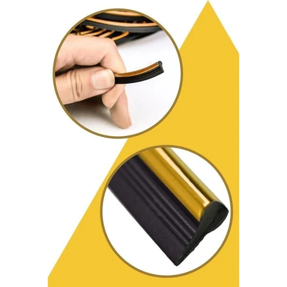 BUFFER® Gold Araba Oto Trim Dekorasyon Şeridi Kauçuk Elastik Kolay Kurulum 5 metre Şerit Bant - 8