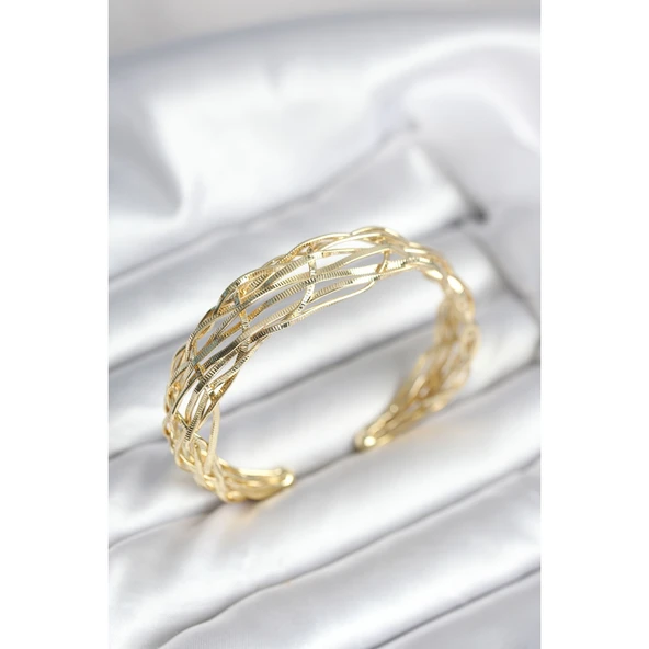 Gold Renk Pirinç Vintage Kadın Bileklik Vice-5353