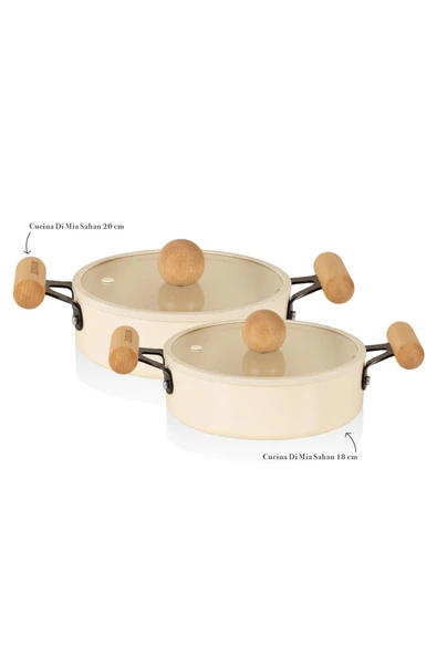 The mia cucina 4 parça 18-20 cm kapaklı sahan seti takımı seramik kaplama - Resim 2