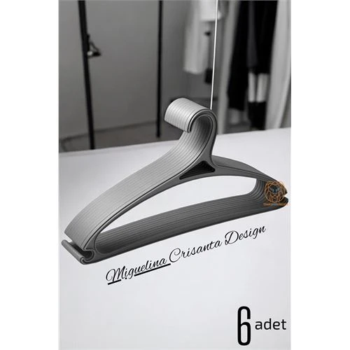 Tasarım Askı Seti 6 ADET Elbise Askısı M.Crisanta GRİ ürün görseli 1