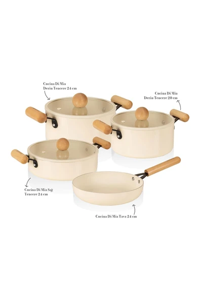 The mia cucina 7 parça tencere tava seti - indüksiyonlu ocaklara uyumlu - Resim 2