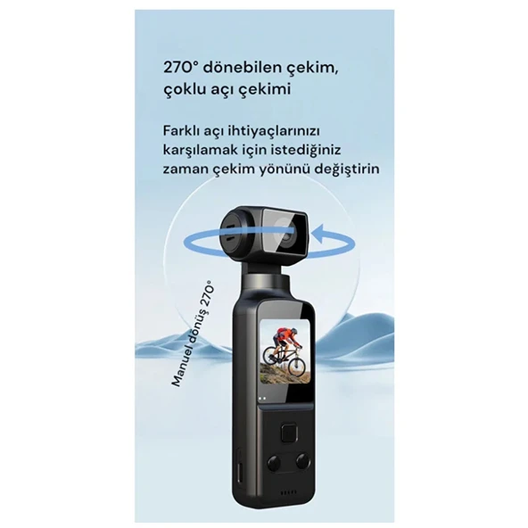 4k Ultra Hd 270° Döndürülebilir Su Geçirmez Wifi Vlog Spor Ve Aksiyon Kamerası - 5