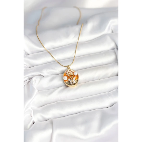 316L Çelik Zincir Kelebek Model Sanatsal Portre Kadın Kolye Vice-5353 - 2