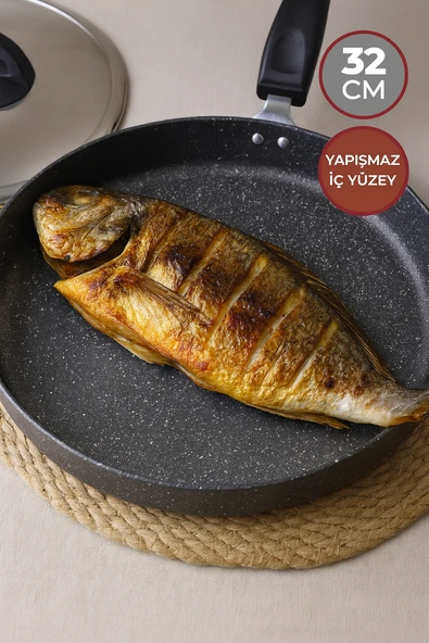 Granit Balık Tavası, Yanmaz Yapışmaz Börek Tavası 32 cm - Resim 2