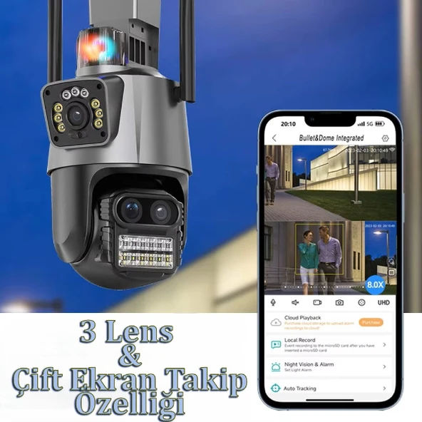 3 Lens Wi-Fi Güvenlik Kamerası - Resim 3