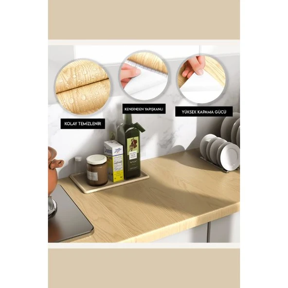 Ahşap Görünümlü Kendinden Yapışkanlı Kaplama Folyosu 5 Metre - Resim 4