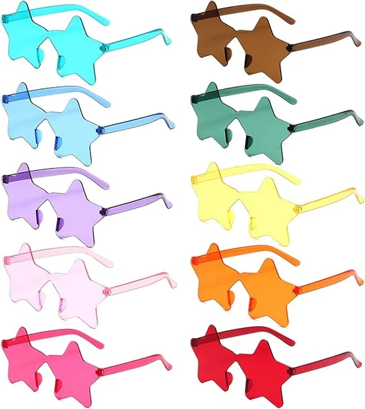 Yıldız Şekilli Çerçevesiz Parti Gözlüğü 6 Renk 6 Adet ürün görseli
