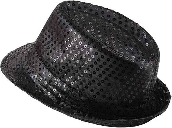 Çocuk Boy Siyah Payetli Şapka Gösteri Şapkası Michael JacNessiWorldon Şapkası 54 No ürün görseli
