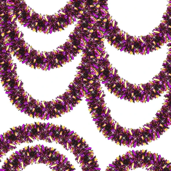 Mor Turuncu Renk 4 cm Genişlik Garland Çift Renk Sim Süs 180 cm - Resim 2