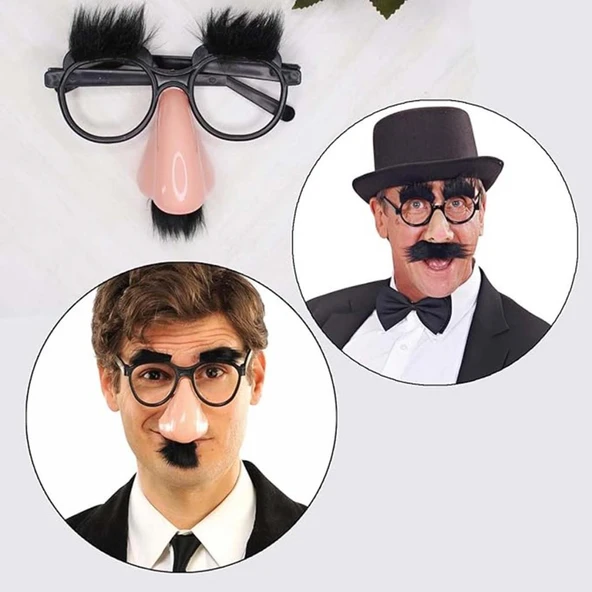 Eğlenceli Kılık Değiştirme Kaş Bıyık Mizah Gözlüğü 9x13 cm ürün görseli